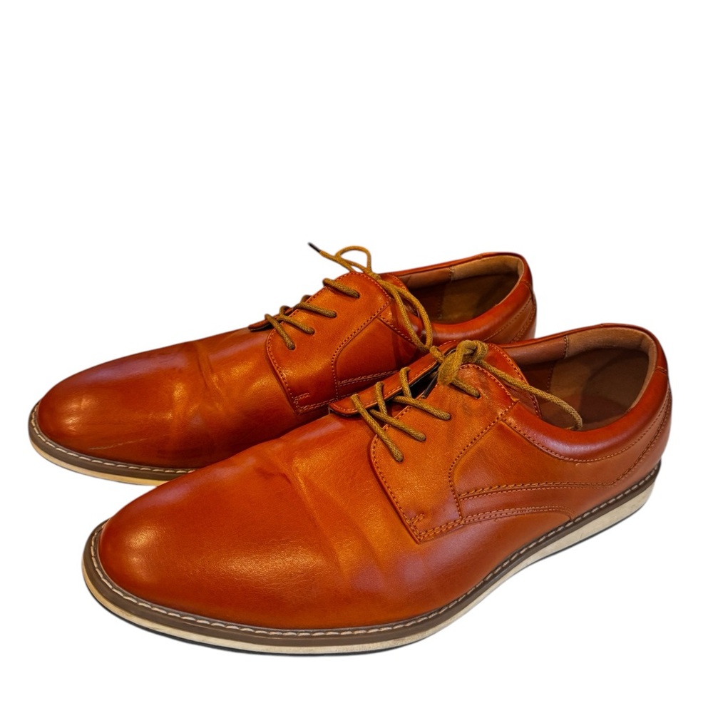 Mofri Men's Dress Shoe Size 12 Cognac Casual Formal Oxford Style Waterproof - Picture 1 of 11